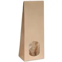 Rs-products 500x Blockbodenbeutel mit ovalem Sichtfenster - 100g/250g/500g - 10,5 x 6 x 29cm - Papiertüten Bodenbeutel Geschenktüte Kraftpapier (500g - ov. F.)
