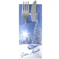 Ornamensa 30 Bestecktaschen mit Serviette Winter 20 cm