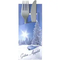 Ornamensa 520 Bestecktaschen mit Serviette Winter 20 cm