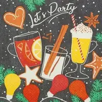 Home Fashion , Xmas Party, Cocktail-Servietten aufgefaltetes Maß 25 cm x 25 cm, im Viertelfalz, 20 Stück pro Pack, 12 Pack pro Karton