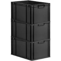 Proregal SuperSparSet 3x Eurobox Nextgen Grip HxBxT 32x40x60cm 65 Liter Griffe Geschlossen Schwarz Eurobehälter Transportbox Transportbehälter