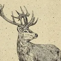 Home Fashion , Proud Deer, Lunch-Servietten aufgefaltetes Maß 33 cm x 33 cm, im Viertelfalz, 20 Stück pro Pack, 12 Pack pro Karton