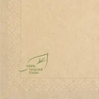 Mank Recycled Tissue Serviette Naturbraun, 33 x 33 cm, 100 Stück -