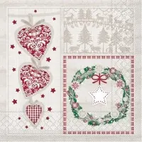 Mank Serviette Tissue Benita, 33 x 33 cm, 100 Stück - Weihnachten Landhausstil