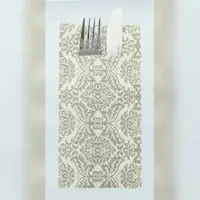 Mank Besteckservietten Airlaid Kiyan in Braun, 40 x 40 cm, 1/8 Falz, 75 Stück - Bestecktaschen Ornamente