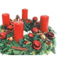 Home Fashion , Advent Wreath, Lunch-Servietten aufgefaltetes Maß 33 cm x 33 cm, im Viertelfalz, 20 Stück pro Pack, 12 Pack pro Karton