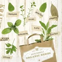 Mank Serviette aus Tissue - Kräuter/Herbs, 33 x 33 cm, 100 Stück - Küchenkräuter Petersilie Rosmarin Oregano