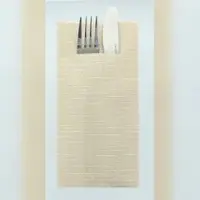 Mank Besteckservietten Airlaid Stockholm in Hellbraun, 40 x 40 cm, 75 Stück - Bestecktaschen Leinenstruktur