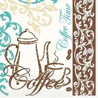 Mank Serviette aus Tissue - Coffee/Tea, 33 x 33 cm, 100 Stück - Kaffee Tee Kakao Latte Macchiato Cappuccino
