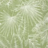 Mank Serviette aus Tissue, Kona in Oliv 33 x 33 cm - 3lagig, 100 Stück - Floral Blätter Gräser