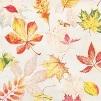 Home Fashion , Scattered Foliage, Lunch-Servietten aufgefaltetes Maß 33 cm x 33 cm, im Viertelfalz, 20 Stück pro Pack, 12 Pack pro Karton