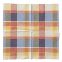 Mank Serviette aus Tissue - Marc in Bordeaux-Blau, 33 x 33 cm, 100 Stück - Karos Streifen Linien