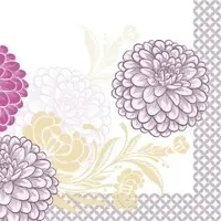 Mank Serviette Serviette Clarissa in Violett 40 x 40 cm, 50 Stück - Blumen Blüten Dahlien