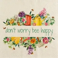 Home Fashion , Bee Happy, Lunch-Servietten aufgefaltetes Maß 33 cm x 33 cm, im Viertelfalz, 20 Stück pro Pack, 12 Pack pro Karton
