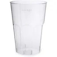 VEPATIM 60x Einweg-Cocktailglas 300ml mit Eichstrichen PS transparent glasklar