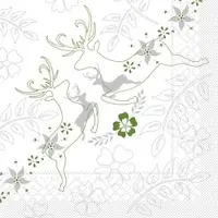 Mank Serviette Tissue Leonard in Grau-Grün, 33 x 33 cm, 100 Stück - Hirsch Ornamente