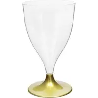 Monouso - Mehrweg Weinglas aus PS Crystal Fuß Golden 200ml 2T (20 Stück)