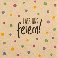 Home Fashion , Lass uns feiern!, Lunch-Servietten aufgefaltetes Maß 33 cm x 33 cm, im Viertelfalz, 20 Stück pro Pack, 12 Pack pro Karton