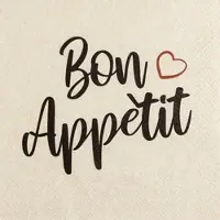 Home Fashion , Bon Appètit avec Coeur, Lunch-Servietten aufgefaltetes Maß 33 cm x 33 cm, im Viertelfalz, 20 Stück pro Pack, 12 Pack pro Karton