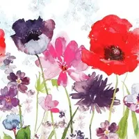 Home Fashion , Meadow of Flowers, Lunch-Servietten aufgefaltetes Maß 33 cm x 33 cm, im Viertelfalz, 20 Stück pro Pack, 12 Pack pro Karton
