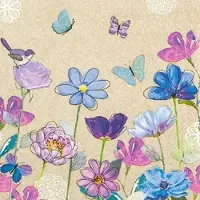 Home Fashion , Pink and Blue, Lunch-Servietten aufgefaltetes Maß 33 cm x 33 cm, im Viertelfalz, 20 Stück pro Pack, 12 Pack pro Karton