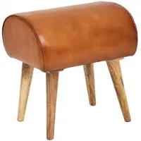 KADIMA DESIGN Sitzhocker Echtleder / Massivholz 45 x 53 x 40 cm Moderner Lederhocker, Kleiner Holzhocker Gepolstert, Turnbock Hocker mit
