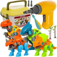 Kruzzel 24723 Schraub-Dinosaurier mit Bohrmaschine