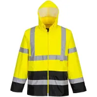 Portwest Klassische Kontrast Warnschutz-Regenjacke Gelb/Schwarz XXL