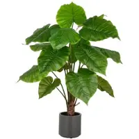 Creativ Green künstliche Pflanze Alocasia Wentii, 100cm im grauen Kunststofftopf mit Erde