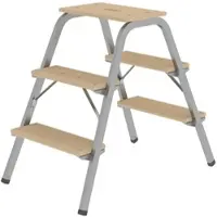 Proregal Stahl-Holz-Tritt | 2x3 Stufen | aus Stahl mit Holz-Stufen