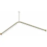 Hewi Vorhangstange des Systems 900, Edelstahl, PVD, Achsmaß 1187 x 1187 mm, kürzbar, D: 25 mm, mit 24 Vorhangringen aus POM, in Farbe CK (messing glänzend)