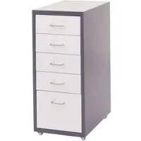 Mendler Rollcontainer Boston T851, Schubladenschrank Stahlschrank, 69x28x41cm 5 Schubladen ~ dunkelgrau weiß