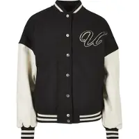 Urban Classics Ladies Oversized Big U College Jacket Black/palewhite Größe: L | Bomberjacken Outlet | Damen | Schwarz