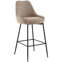 Vente-unique Barhocker 2er-Set - Bouclé-Stoff & schwarzes Metall - Taupe - TOYBA