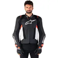 Alpinestars Missile V3 Airflow perforierte Motorrad Lederjacke, schwarz/weiß/rot, 50