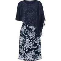 Goldner Etuikleid "Kleid aus eleganter Spitze mit Chiffonüberwurf" Ohne