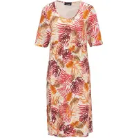 Goldner Jerseykleid "Elastisches Jerseykleid mit modischem Druck" Raffung