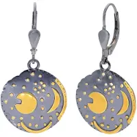 Trendor 21547 Ohrringe Himmelsscheibe von Nebra 925 Silber schwarz/gold ⌀18 mm