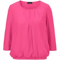 Goldner Kurzarmbluse "Chiffon-Shirt mit 3/4-Arm, Rundhals", Damen, Gr. 46, pink, Obermaterial: 95% Viskose CV. 5% Elasthan EL., Casual, Sonstiges, Blusen Kurzarmbluse, keine/nicht relevant