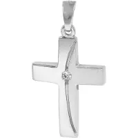 Trendor 21553 Kreuz Anhänger 925 Silber mit Zirkonia 21x15 mm