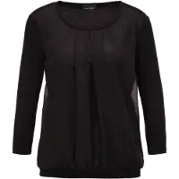 Goldner Kurzarmbluse "Chiffon-Shirt mit 3/4-Arm, Rundhals", Damen, Gr. 42, schwarz, Obermaterial: 95% Viskose CV. 5% Elasthan EL., Casual, Sonstiges, Blusen Kurzarmbluse, keine/nicht relevant