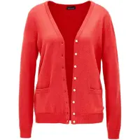 Goldner Strickjacke "Kurzgröße Uni Merino-Cardigan Langarm" Rippenbündchen