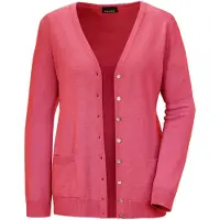 Goldner Strickjacke "Kurzgröße Uni Merino-Cardigan Langarm" Rippenbündchen