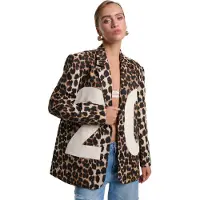 Alix The Label Damen Blazers Ladies Woven Big 2014 Animal Blazer - Multi - Größe XL