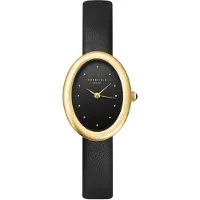 Rosefield OVBGLG-OV18 Damenuhr Oval Schwarz/Goldfarben