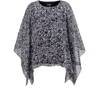 Goldner Satinbluse "Tunikbluse mit Chiffon-Überwurf, Print" Überwurf