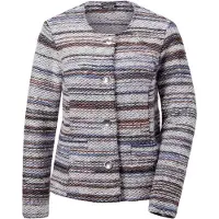 Goldner Kurzjacke "Hüftlange Baumwolljacke mit Streifen" Kontrastfarbiger Reißverschlusspaspel