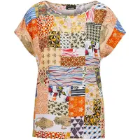 Goldner Schlupfbluse "Luftige Viskosebluse mit Patch-Print" Patch-Print
