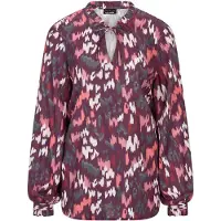 Goldner Schlupfbluse "Kurzgröße Moderne Rüschenbluse mit Stehkragen", Damen, Gr. 19, lila (beere, gemustert), Obermaterial: 100% Viskose CV., Blusen Schlupfbluse, Rüschen