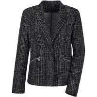 Goldner Jackenblazer "Eleganter Baumwollblazer, Karomuster", Damen, Gr. 40, schwarz (schwarz, gemustert), Obermaterial: 93% Baumwolle CO. 7% metallisierte Fasern MTF., Blazer Jackenblazer, RV Taschen